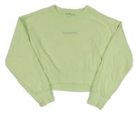 Světlezelelená crop mikina s nápisem ZARA