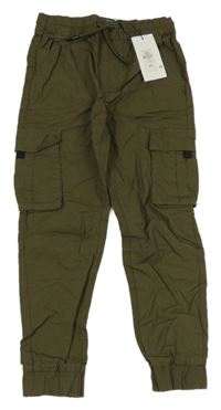 Nové - tmavokhaki cargo cuff slim plátěné kalhoty Denim Co.