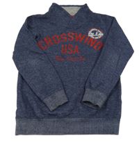 Tmavomodrá melírovaná mikina s nápisy Chapter young