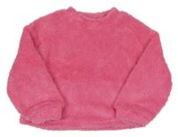 Růžová chlupatá crop mikina SHEIN