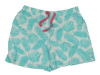 Bílo-azurové kraťasy s lístečky TCM