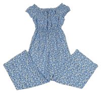 Modrý kalhotový overal s kytičkami New Look