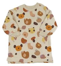 Smetanové prošívané teplákové oversize šaty se zvířátky Next