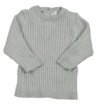 Světlešedý melírovaný žebrovaný úpletový svetr M&S