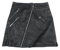 Černá koženková propínací sukně se zipy RIVER ISLAND