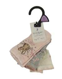 Nové - 3x - Ponožky s králíčkem - Peter Rabbit - Světlerůžové, šedé melírované, smetanové 