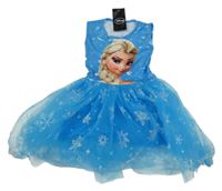 Nové - modré šaty s Elsou a tylem s vločkami Disney