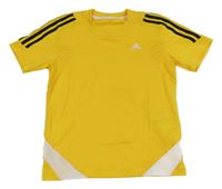 Tmavožoluto-bílo-černé funkční sportovní tričko Adidas
