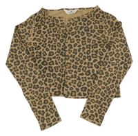 Béžovo-hnědo-černý vzorovaný propínací crop svetr H&M