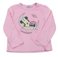 Růžové sametové triko s Minnie Disney
