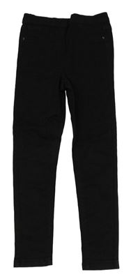 Černé plátěné elastické skinny kalhoty Next