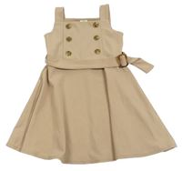 Světlehnědé šaty s knoflíky a páskem River Island