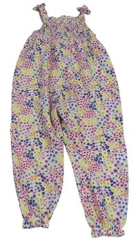 Bílo-barevný květovaný kalhotový overal Primark