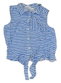 Modro-bílá pruhovaná crop halenka H&M