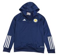 Tmavomodrá fotbalová funkční mikina s kapucí - Scotland Adidas