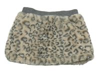 Béžová kožešinová podšitá sukně s leopardím vzorem Fagottino