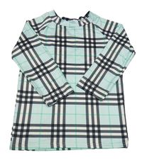 Světlemodro-černo-bílé kostkované triko