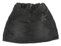 Antracitová riflová sukně s hvězdami z kamínků H&M