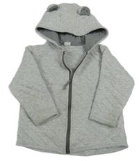 Šedá melírovaná prošívaná propínací mikina s kapucí H&M