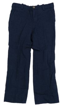 Tmavomodré lněné chino kalhoty H&M