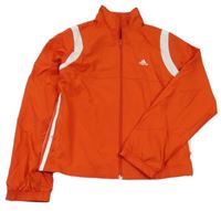 Červeno-bílá šusťáková sportovní bunda s logem Adidas