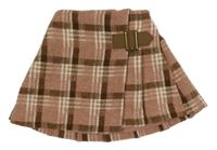 Starorůžovo-hnědo-smetanová kostkovaná zavinovací sukně Next