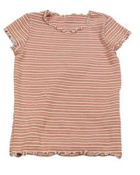 Červeno-bílé pruhované žebrované tričko Name it