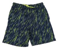 Tmavomodro-neonově žluté vzorované sportovní kraťasy Ergeenomixx