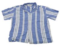 Modro-bílá pruhovaná lněná košile H&M