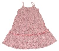 Bílo-červené květované bavlněné šaty s jahodami Kids