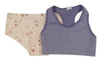 2set - Fialová melírovaná lambáda + světlerůžové kalhotky s hvězdami