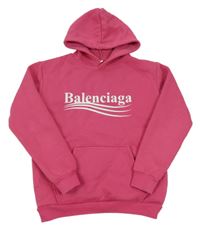 Tmavorůžová mikina s nápisem a kapucí Balenciaga
