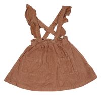 Starorůžová manšestrová sukně s kšandami River Island