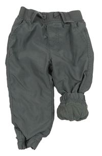 Tmavošedé šusťákové podšité cuff kalhoty s úpletovým pasem C&A