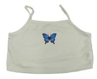 Bílý crop top s motýlkem shein