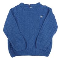 Nové - Tmavomodrý vzorovaný vlněný svetr 