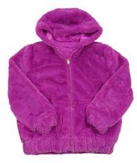 Purpurová chlupatá podšitá bunda s kapucí St. Bernard
