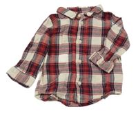 Červeno-smetanová kostkovaná košile H&M