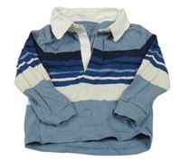 Modro-tmavomodro-bílé pruhované polo triko Primark