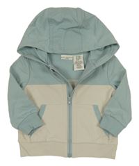 Modro-béžová propínací mikina s kapucí 