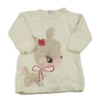 Smetanové chlupaté svetrové šaty s kolouškem Minoti 