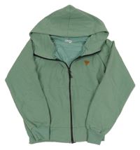 Zelená propínací mikina s kapucí 