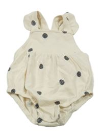 Smetanový kraťasový žebrovaný overal s puntíky George