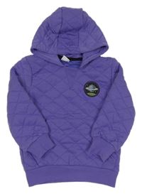 Fialová prošívaná mikina s nášivkou a kapucí 