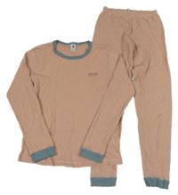 Broskvovo-šedé pruhované pyžamo 