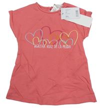 Nové - růžové tričko se srdíčky 