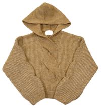 Okrový melírovaný crop svetr s kapucí Zara