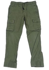 Khaki plátěné cargo cuff kalhoty Denim Co.