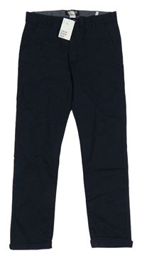 Tmavomodré společenské chino kalhoty H&M