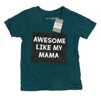 Tmavozelené tričko s nápisy Primark